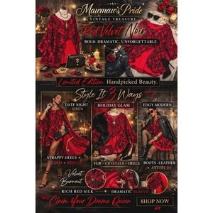 BOLD DRAMATOC UNFORGETABLE  Red Velvet Burnout Capelet Sheath Dress Sz 12